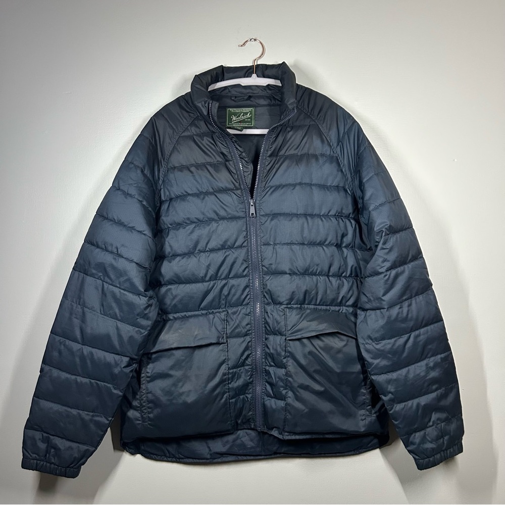 Wool rich navy blue lightweight puffer size men’s medium